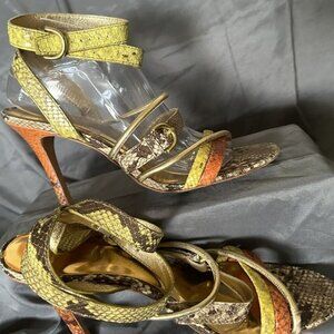 Coach Florence Women's Heels Printed Python Snake‎ Strap Sandals (Q442)  SZ 10 B